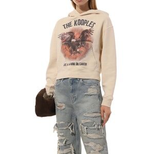 The kooples eagle boxy crop hoodie